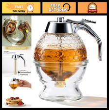 Sleek Stainless Steel Honey Dispenser with Stand - No Drip Glass Jar, 8 oz, Hone picture