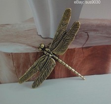 Retro Solid Brass Copper Dragonfly Figurine Statue Sculpture & Gift Box picture