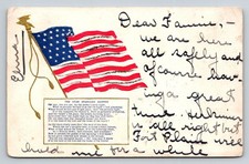 1906 American Flag Star Spangled Banner Poem Herkimer NY Fort Plain Postcard picture
