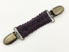 Victorian Sweater Cardigan Clip Purple Crochet Brass Steampunk Goth Junk Journal picture