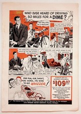 Vintage 1940s Whizzer Motorbike Bicycle Engine Kit Comic Ad Pontiac MI picture