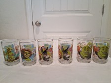 Vintage 2007 McDonald's Shrek The Third Glass Lot of 6 WITH ORIGINAL INSERTS picture