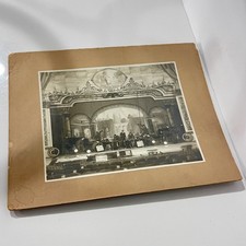 Vintage Black & White Photograph – Ornate Theater Stage with Early Automobiles picture