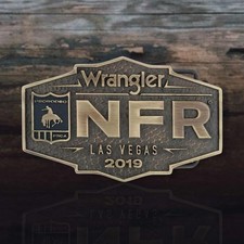Montana Silversmiths NFR Buckle 2019 Wrangler Logo Cast Brass Retail $44 NEW picture