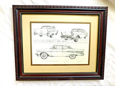 G.E. Geivett 1957 Chevrolet Bel Air Sport Coupe Hand-Drawn Signed Art  176/500 picture