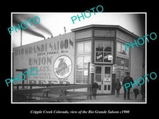 OLD 8x6 HISTORIC PHOTO OF CRIPPLE CREEK COLORADO THE RIO GRANDE SALOON c1900 picture