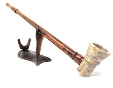 11 inch Long Churchwarden Gandalf Hobbit Pearwood tobacco pipe Stone Cone Bowl  picture