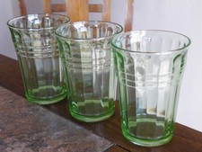 3 - Vintage Green Hazel-Atlas Moderntone STYLE Paneled Tumbler picture