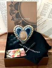 Vintage Jay Strongwater Chantel Heart Frame Blue Complete Set 4x4 NIB picture
