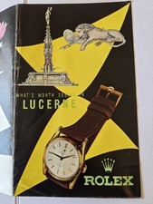 Lucerne Switzerland Rolex Bucherer Watches Ads Brochure Map 1950's picture
