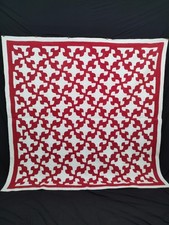 vintage hand Quilting patchwork drunkards path Quilt needlework Stitched A193 picture