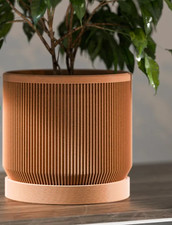 Mid Century Modern Ribbed Planter with Drip Tray 3D Printed picture