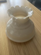 1Vintage Beige Almond Milk Custard Glass Huricane Lamp Shade 6x6” Fitter 3 Avail picture