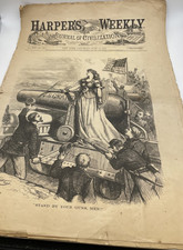 Antique Harper’s Weekly 6/15/1892 “Stand By Your Guns Men” - Woman w Cannon picture