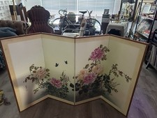 Traditional Byobu Folding Screen Japanese Room Divider Midcentury Vintage picture