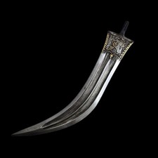 Vintage Persian Or Qajar Gold Damascened Khanjar Dagger Blade  picture