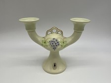 Rosa Ljung 2 arm Candleabra with embossed floral decorations Green Vintage picture
