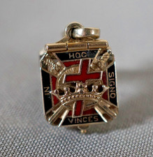 Vtg 14K White Gold Knights Templar Masonic Freemasonry Locket Open Pendant picture
