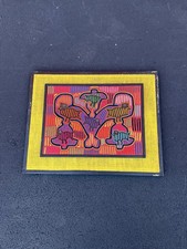 Panamanian Mola Vintage Framed Guna Indian Art Textile Birds picture