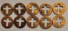 Cross Cut Pennies, 20 pennies with a cross cut Jesus Christianity Volume Pricing picture