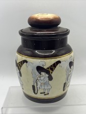 Vtg  RARE MZ Austria Porcelain Humidor Covered Tobacco Jar Smoking Gnome 1800s picture
