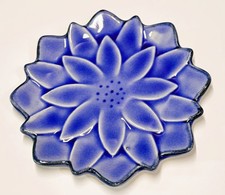 VTG Kotobuki Japan Blue Dahlia Flower Plate 4.5