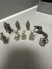 VTG Lot of 9 Pewter Metal Miniature Figurines Soldiers Roman Guards Horses Girls picture