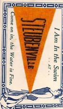 E74/ Steubenville Jefferson County Ohio Felt Pennant Postcard c1910 Swim picture