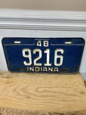 Vintage 1948 Indiana License Plate Antique Auto YOM Garage Decor 9216 picture
