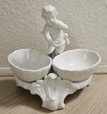 VINTAGE KPM Porcelain Double Open Salt Cellar W/ Cherub Decoration Figurine  picture
