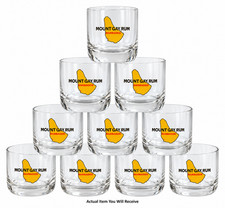 🥃🌴 Set of 10 NEW Vintage Mount Gay Rum Barbados Wobbly / Rocking Rocks Glasses picture