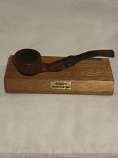 Vintage Comoy’s of London 1989 Christmas Briar Tobacco Pipe and Wood Stand picture