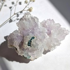 220g natural rose amethyst flower with celadonite, pastel crystal amethyst plate picture