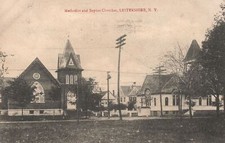 Vintage Postcard 1910's Methodist and Baptist Churches Lestershire New York NY picture