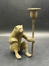 Antique Vintage Heavy Cast Iron Monkey Baboon Figural Candle Holder 7