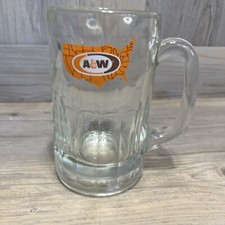 A&W Root Beer Soda Mugs. 6'' Tall Dimple Sides Heavy Glass Vintage AW picture