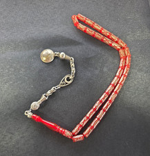 Turkish 33 count  fire amber beads with silver tassel Rosary,  prayer, tesbih picture