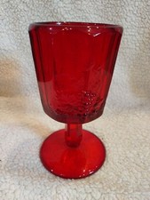 Vintage Westmoreland Paneled Grape Wine Glass AMBERINA Ruby Red 6 Inch picture