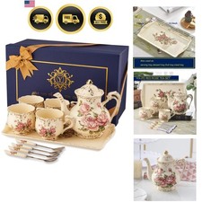 Luxury Vintage Rose Tea Set in Porcelain for Elegant Tea Parties and Gifts picture