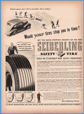 1939 Seiberling Rubber Co Akron Ohio Automobile Motor Car Tire School Zone Ad picture