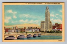 Columbus OH-Ohio, Municipal Buildings, Antique Vintage Souvenir Postcard picture