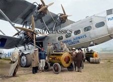 1931 IMPERIAL AIR AIRPLANE 8X10 COLORIZED PHOTO FILLED WITH SHELL AVIATION GAS picture