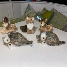 5 North Pole Trading Co Enchanted Woods Christmas Ornament 2 Deer, 2 Owl, 1 Fox  picture