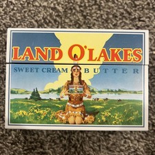Vintage Land O Lakes Sweet Cream Butter Metal Recipe Box Retired Logo Maiden picture