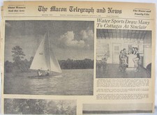 Vintage 1956 LAKE SINCLAIR, Georgia Travel Newspaper picture