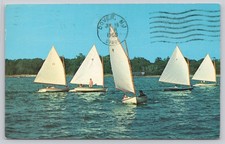 1963 Great South Bay Long Island NY Sailboats Chrome Postcard Milt Price picture
