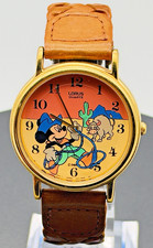 Vintage Disney Watch Lorus Cowboy Mickey Mouse Lasso Bull Desert Rotating Disk picture