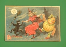 Vintage TUCK'S Halloween Postcard No.150 Children Dunking for Apples JOL 1908 picture