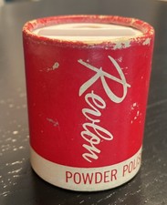 Vintage Revlon Nail Polish Powder 1/2 Oz USA Red Canister with White Bottom. picture