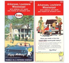Vintage 1961 Arkansas, Louisiana & Mississippi Road Map – ESSO picture